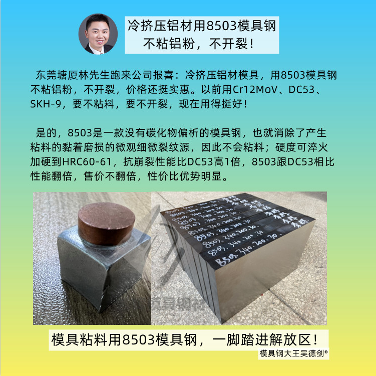 冲压模具用什么材料？模具粘料用8503模具钢，一脚踏进解放区！第468篇