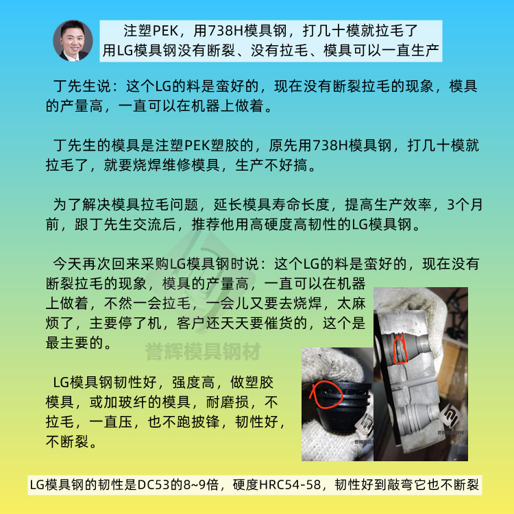 注塑高温高压的产品，LG模具钢，又啃下一块硬骨头