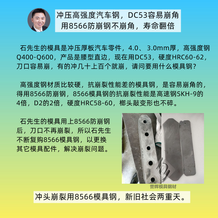 今天早上，精冲高强度汽车钢的石先生，又来采购8566模具钢