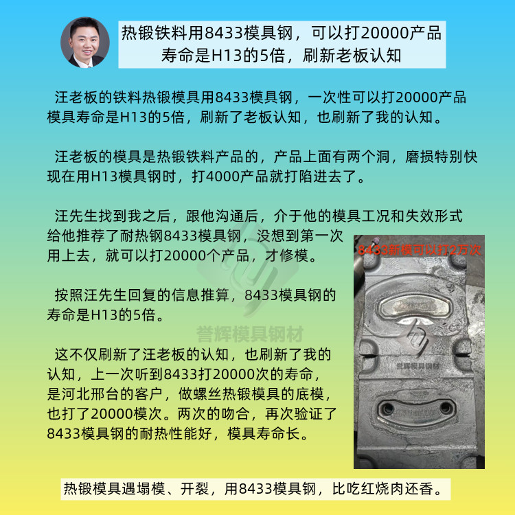 成都的王先生连打两个电话，要再买8433模具钢