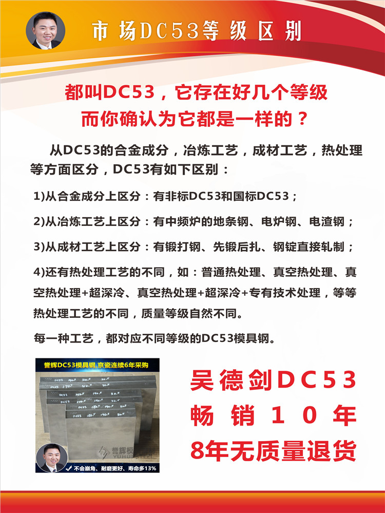 DC53用吴德剑DC53模具钢，模具寿命多了3倍，马老板高兴坏了.