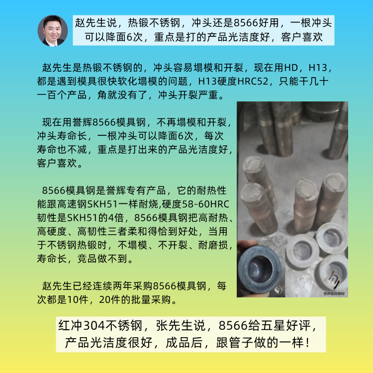 王先生来咨询，热锻不锈钢用什么模具钢耐用