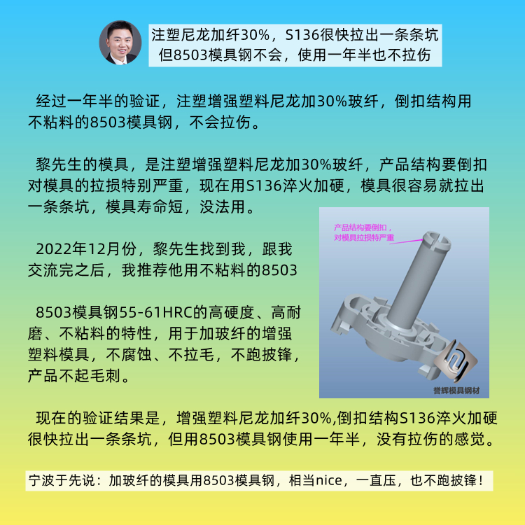 杨先生咨询：你那边有没有带35%玻璃纤维适合的模具材料？
